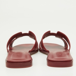 Hermes Red Leather Oran Slip On Sandals Size 38