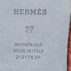 Pre Owned Hermes Brown Shearling Fur Oran Flat Slides Size 37