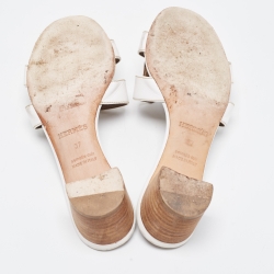 Hermes White Leather Oasis Slide Sandals Size 37