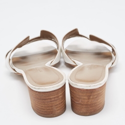 Hermes White Leather Oasis Slide Sandals Size 37