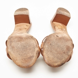 Hermes Brown/White Leather Oasis Sandals Size 39