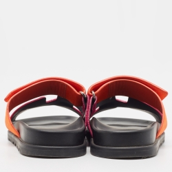 مملوكة مسبقًا Hermes Pink/Orange Suede Chypre Flat Slides Size 36