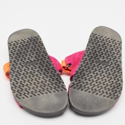 مملوكة مسبقًا Hermes Pink/Orange Suede Chypre Flat Slides Size 36