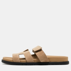 Hermes Brown Suede Chypre Sandals Size 40
