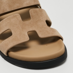 Hermes Brown Suede Chypre Sandals Size 40