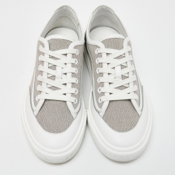 Hermes Tri Color Canvas and Leather Get Low Top Sneakers Size 38.5