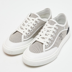 Hermes Tri Color Canvas and Leather Get Low Top Sneakers Size 38.5