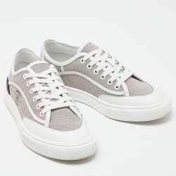 Hermes Tri Color Canvas and Leather Get Low Top Sneakers Size 38.5