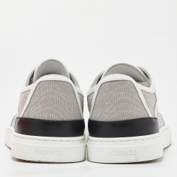 Hermes Tri Color Canvas and Leather Get Low Top Sneakers Size 38.5