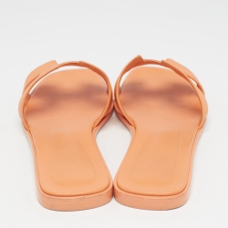 Hermes Orange Leather Oran Sandals Size 40.5