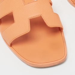 Hermes Orange Leather Oran Sandals Size 40.5