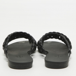Pre Owned Hermes Black Jelly And Rubber D'ancre Chaine Flat Sandals Size 36