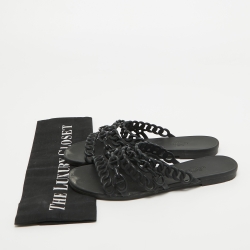 Pre Owned Hermes Black Jelly And Rubber D'ancre Chaine Flat Sandals Size 36