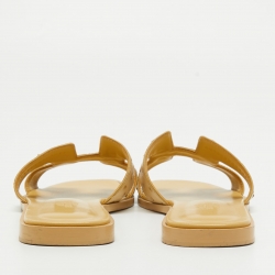 Hermes Yellow Ostrich Oran Flat Slides Size 39