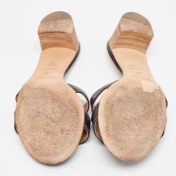 Pre Owned Hermes Black Leather  Oasis Slide Sandals Size 39