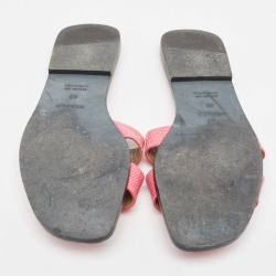 Pre Owned Hermes Pink Lizard Oran Flat Slides Size 40 