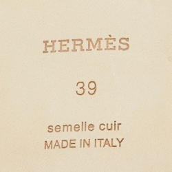 Pre Owned Hermes White Leather Oran Flat Slides Size 39