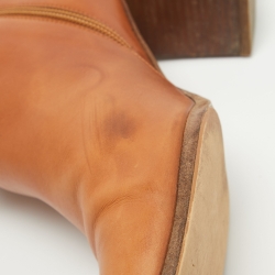 Hermes Brown Leather Saint Germain Block Heel Ankle Boots Size 39