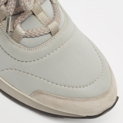 Pre Owned حذاء رياضي هيرمس مايلز جلد ونايلون أبيض/ رصاصي مقاس 39