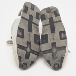 Pre Owned حذاء رياضي هيرمس مايلز جلد ونايلون أبيض/ رصاصي مقاس 39