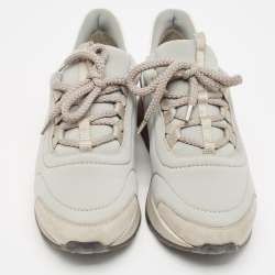 Pre Owned حذاء رياضي هيرمس مايلز جلد ونايلون أبيض/ رصاصي مقاس 39