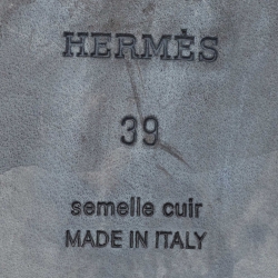 Pre Owned Hermes Blue Crocodile Oran Flat Slides Size 39