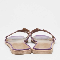 Pre Owned Hermes Purple Leather Oran Flat Slides Size 39 