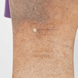 Pre Owned Hermes Purple Leather Oran Flat Slides Size 39 