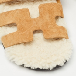 Hermes Brown Suede Chypre Slides Size 40