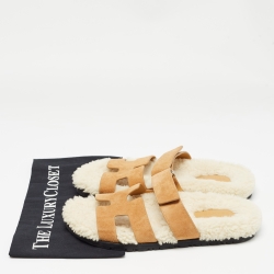 Hermes Brown Suede Chypre Slides Size 40