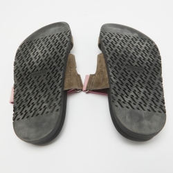Hermès Grey/Pink Suede Chypre Slides Size 40