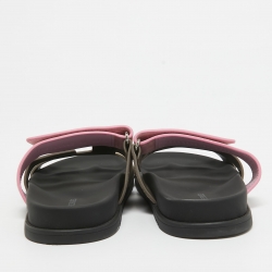 Hermès Grey/Pink Suede Chypre Slides Size 40