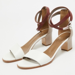 مملوكة مسبقًا Hermes Two Tone Leather Manege Ankle Strap Sandals Size 37