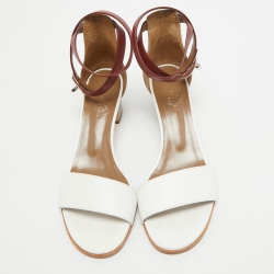 مملوكة مسبقًا Hermes Two Tone Leather Manege Ankle Strap Sandals Size 37