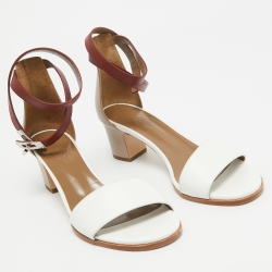مملوكة مسبقًا Hermes Two Tone Leather Manege Ankle Strap Sandals Size 37