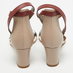 مملوكة مسبقًا Hermes Two Tone Leather Manege Ankle Strap Sandals Size 37