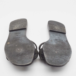 مملوكة مسبقًا Hermes Black Glitter  Oran Flat Slides Size 39