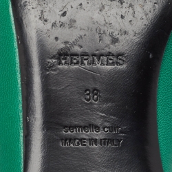 Pre Owned Hermes Green Leather Trocadero Mules Size 38 