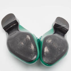 Pre Owned Hermes Green Leather Trocadero Mules Size 38 