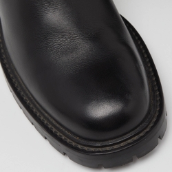 Hermes Black/White Leather and Suede Vancouver Mid Calf Buckle Detail Boots Size 40