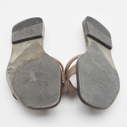 مملوكة مسبقًا Hermes Brown Leather Oran Slide Flats Size 36 