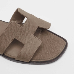 مملوكة مسبقًا Hermes Brown Leather Oran Slide Flats Size 36 