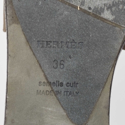 مملوكة مسبقًا Hermes Brown Leather Oran Slide Flats Size 36 