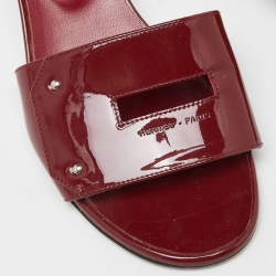 Hermes Burgundy Patent Leather Very Slide Sandals Size 37