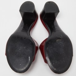 Hermes Burgundy Patent Leather Very Slide Sandals Size 37
