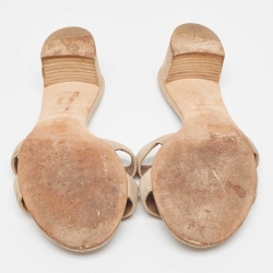 Hermes Beige Nubuck Leather Oasis Slide Sandals Size 36.5