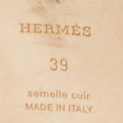 Pre Owned Hermes Yellow Leather Oran Slide Flats Size 39