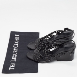 Pre Owned Hermes Black Leather Romanza Sandals Size 36
