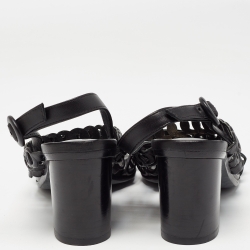 Pre Owned Hermes Black Leather Romanza Sandals Size 36