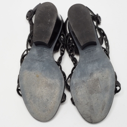 Pre Owned Hermes Black Leather Romanza Sandals Size 36